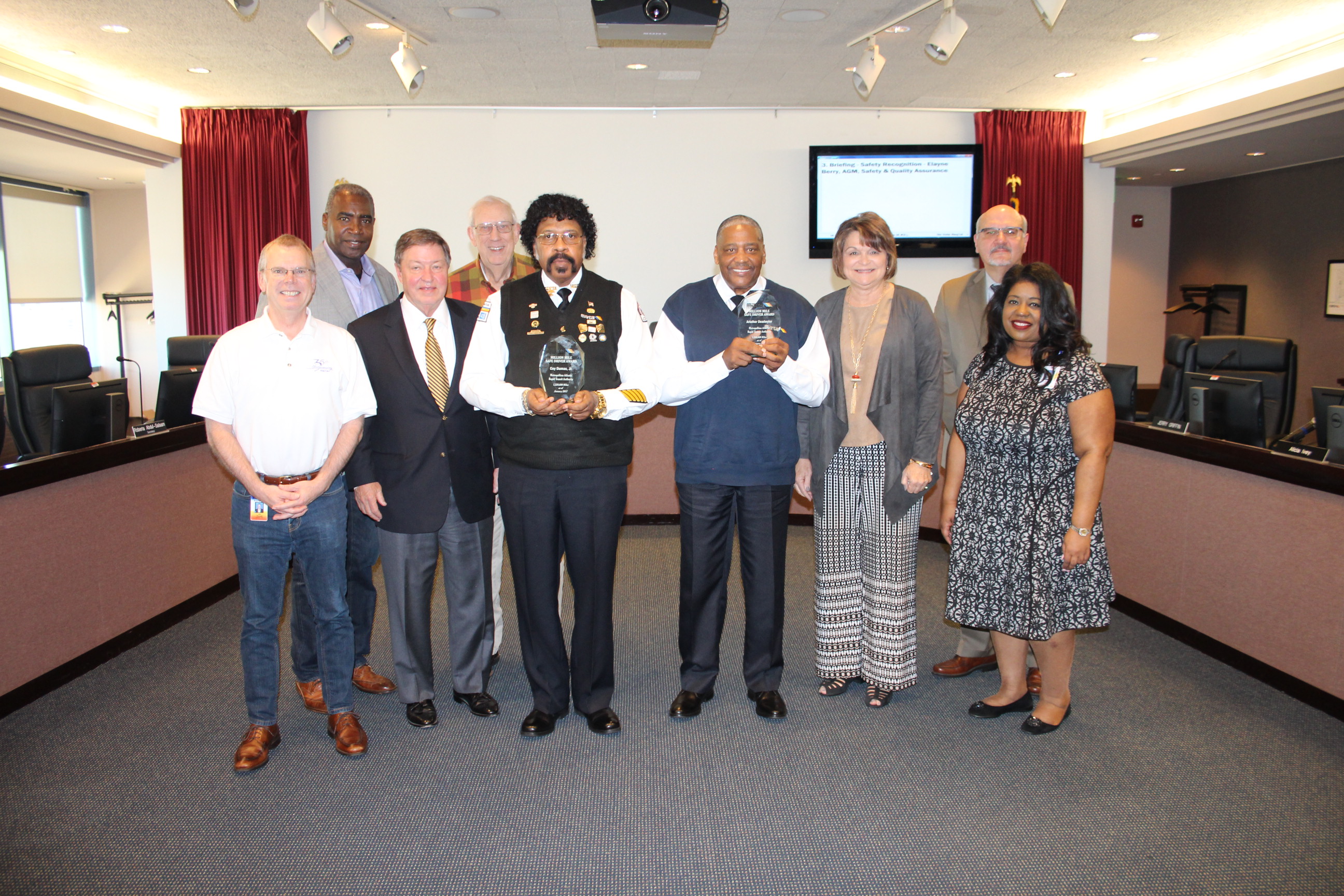 Million Mile Safe Driver awardees with members of the MARTA Board of Directors